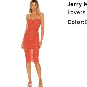 Revolve Lovers & Friends Fitted Midi Dress Coral